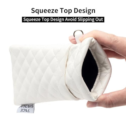 Face Shadow Double Glasses Case Soft Eyeglass Case For Women Men - color: Pu White