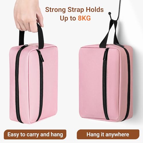 Elviros Hanging Toiletry Bag, Travel Makeup Dopp Kit, Small, Pink - color: Pink, size: Small
