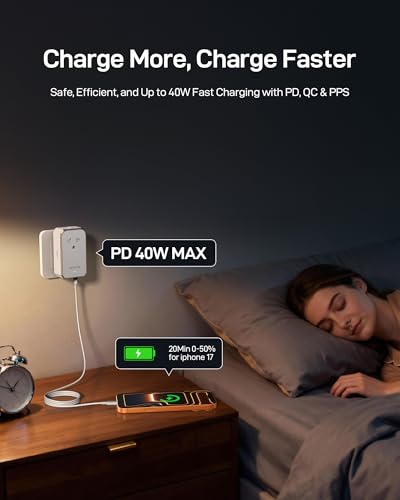 EPICKA Air 40W Universal Travel Adapter PD&QC with 1AC/3USB-C/1USB-A - style: 40W-White
