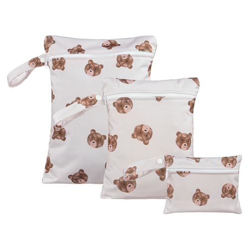 Happy Flute 3 Set Wet Bag Storage Bag Zipper Waterproof Washable - color: HF01