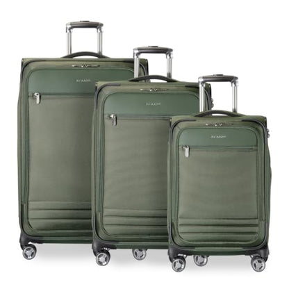 Ricardo Beverly Hills Softside 3 Piece Set: 20 Carry-On, 24 Medium, & 28 Large, Lightweight Expandable Luggage, Spinner Wheels, TSA Lock, Telescopic Pull Handle, Ashbury Series, Pine - color: Pine, size: 3-Piece Set (20, 24, 28)