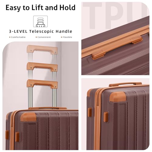 Cobens Luggage Sets 5 Piece, Suitcases with Wheels, TSA Lock, 20/24/28 Inch | ABS Hardshell Suitcase Set, Impact-Resistant Corners, Detachable 360° Wheels, Telescopic TPU Handle, Duffel&Toiletry Bag - color: Red