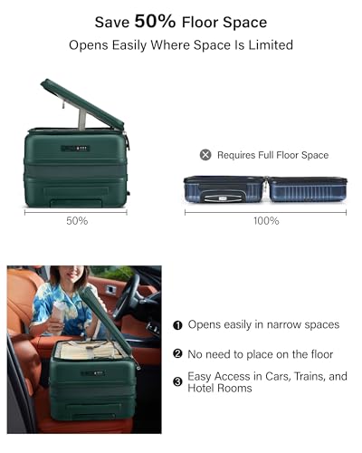 Hanke Expandable Medium Checked Luggage, 24 Inch Top Opening Suitcase - color: Blackish Green, size: 24 Inch EXT