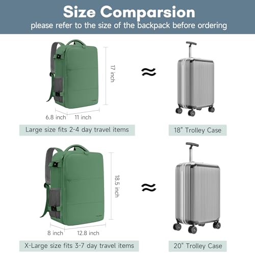 Taygeer Travel Backpack for Women, TSA Carry On Backpack with Shoe Pouch - color: Peridotgreen, size: Large