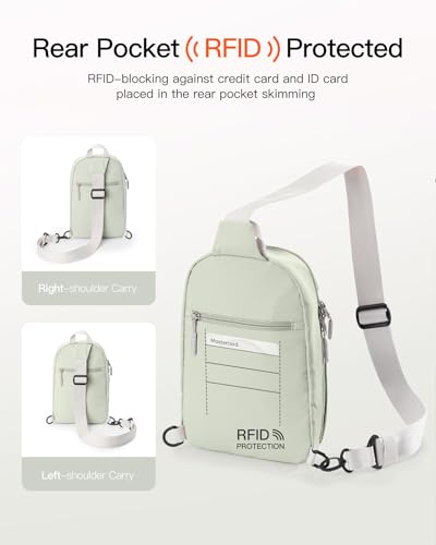 Inateck Sling Bag X-Row with RFID Blocking, Spacious Crossbody Shoulder Chest Everyday Carry Bag with Quick-adjust Strap, Water-resistant Sling Backpack for Men, Women, Travel, Cycling, Hiking, Green - color: Green