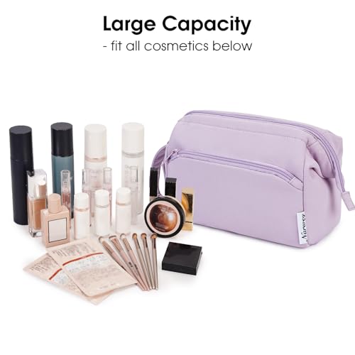 Narwey Travel Makeup Bag Toiletry Bag, Wide Open Cosmetic Bag for Women - color: A-Purple, size: Small