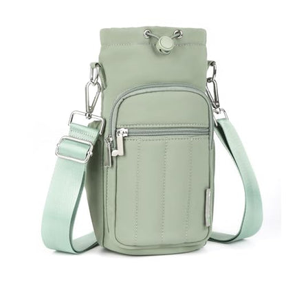 Rueesh Water Bottle Holder Bag with Adjustable Strap - color: Green