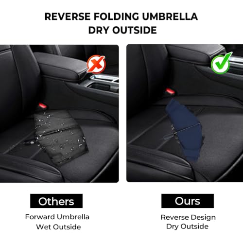 ZDSSM Inverted Umbrella for Rain, Compact Windproof Auto Open Close - color: 네이비