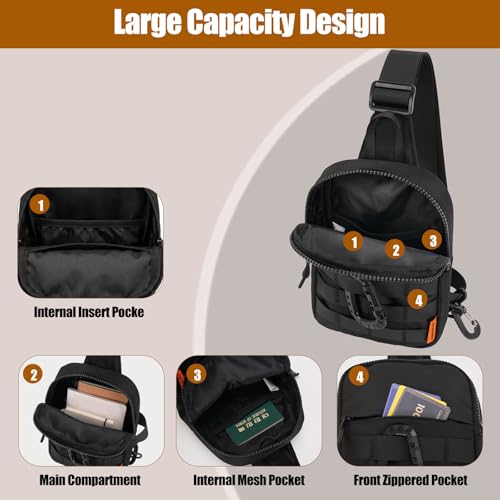 Peicees Small Sling Bag for Men Women Mini Tactical Crossbody Pack - color: Dark Blue