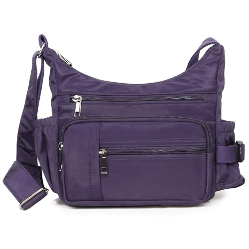 VOLGANIK ROCK RFID Anti Thief Crossbody Bag for Women Waterproof Shoulder Bag Messenger Bag Casual Nylon Purse Handbag - color: Purple