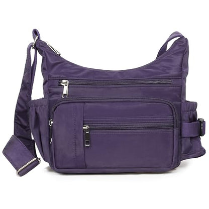 VOLGANIK ROCK RFID Anti Thief Crossbody Bag for Women Waterproof Shoulder Bag Messenger Bag Casual Nylon Purse Handbag - color: Purple