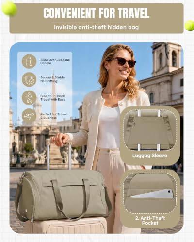 Gym Bags for Women with Shoe Compartment Overnight Bag Camel - color: F2-Camel