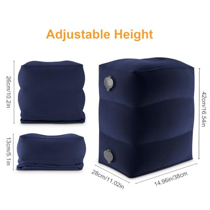 Inflatable Travel Foot Rest Pillow, Small Size（Blue, 1 Pack） - color: Blue, size: 1 Pack-S