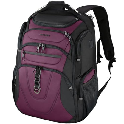 KROSER Travel Laptop Backpack 17.3 Inch XL Computer Backpack for Men/Women - color: Black/Burgundy, size: 17.3 inch