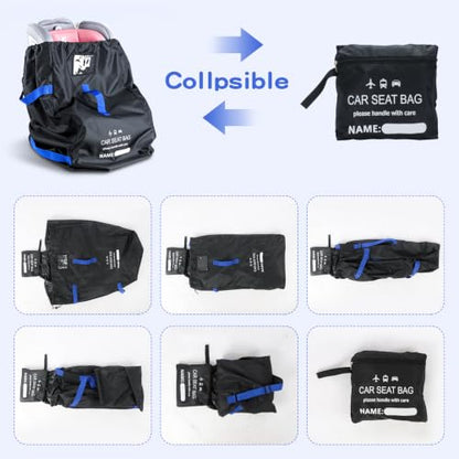 Travel Bag - Padded Car Seat Travel Bag Backpack, Blue-Black - color: Blue-black