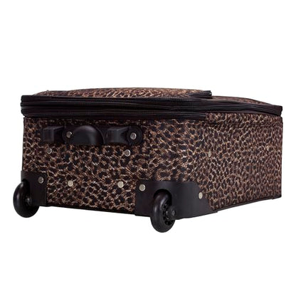 Rockland Fashion Softside Upright Luggage Set, Leopard, 2-Piece (14/19) - color: Leopard, size: 2 Piece (19"/14" Tote)