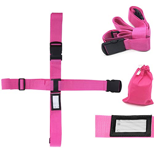 Adjustable Luggage Strap Suitcase Baggage Packing Belt Travel Accessories Long Cross Strap (Pink) - color: Pink