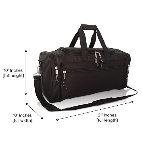 DALIX 21" Blank Sports Duffle Bag Gym Bag Travel Duffel Adjustable Strap in Black - color: Black