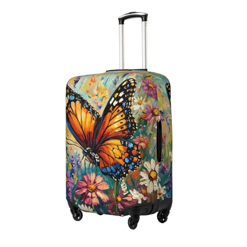 Travel Luggage Cover Butterfly Art, High Elasticity Washable Travel Baggage Protector Case Fits 22-24 in - color: Butterfly Art, size: 22-24 in
