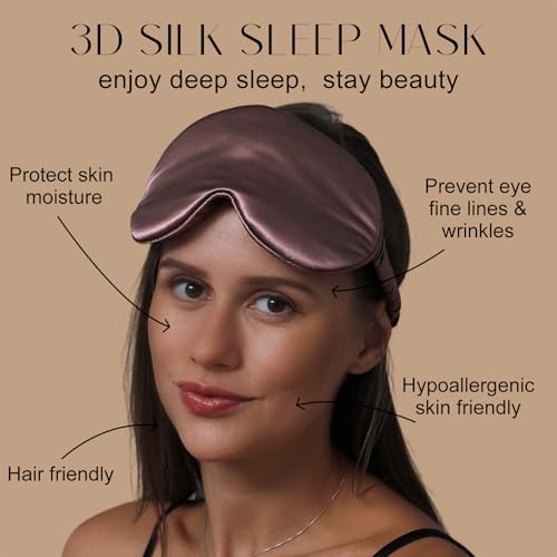 ZIMASILK Adjustable 3D 22 Momme 100% Mulberry Silk Sleep Mask | Upgraded Eye Mask for Sleeping - Soft & Breathable Blindfold - Blackout for Deep Sleeping (Gray Purple) - color: Gray Purple
