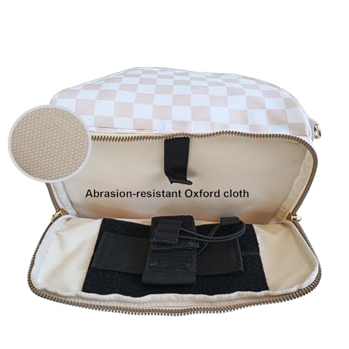 Security Carry Bum Bag CCW Fanny Pack with RFID Pouch(Beige+white) - color: Beige+white