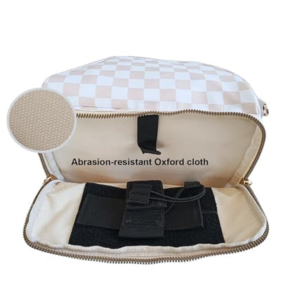 Security Carry Bum Bag CCW Fanny Pack with RFID Pouch(Beige+white) - color: Beige+white