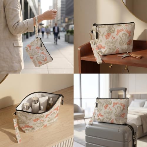 Fokongna Makeup Bag with Keychain Wristlet, Cherub Rose - color: Cherub Rose