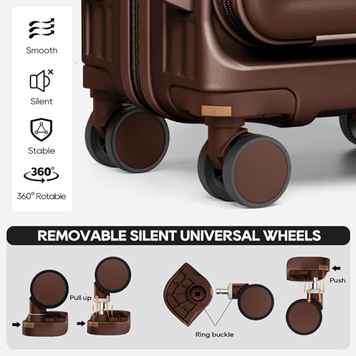 Joyway Expandable Carry On Luggage Sets with Front Pocket, Coffee - color: Coffee, size: 3 Piece Sets (20/DB/TB)