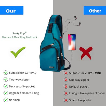 Seoky Rop Men Women Sling Backpack Shoulder Chest Crossbody Bag - color: Dark Green