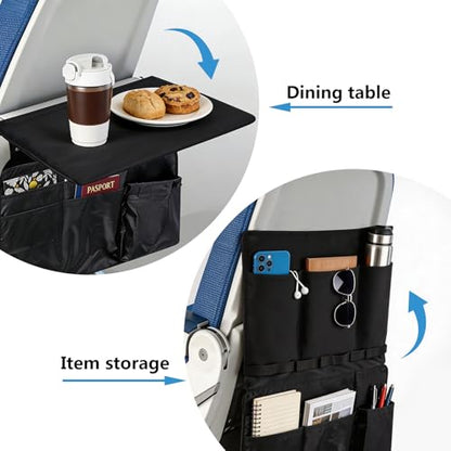 Airplane Tray Cover with Pockets for Tablet Phone Water Bottle