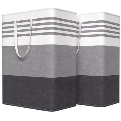 WOWBOX 2 Pack Laundry Baskets, Collapsible Dirty Clothes Laundry Hampers - color: Grey, size: 125L