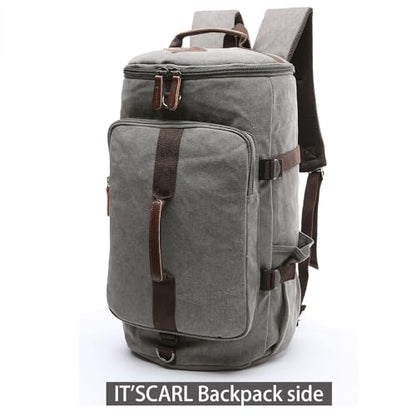 IT'SCARL Mens backpack, Large backpack for travel, Carry-on, canvas bag, 17 inch computer waterproof back pack(grey) - color: Grey