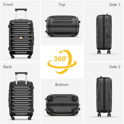 28 Inch Large Checked Luggage, PC Hardshell Suitcase, Black - color: 1-Black, size: Checked 28-Inch