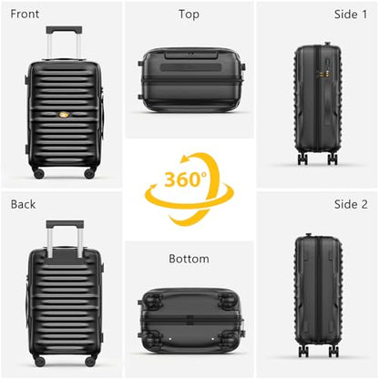 28 Inch Large Checked Luggage, PC Hardshell Suitcase, Black - color: 1-Black, size: Checked 28-Inch