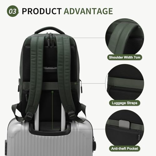 20L 15.6 Inch Laptop Backpack Anti Theft Flight Approved Green - color: Green