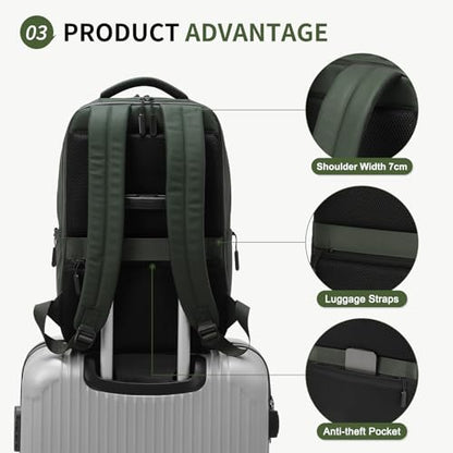 20L 15.6 Inch Laptop Backpack Anti Theft Flight Approved Green - color: Green