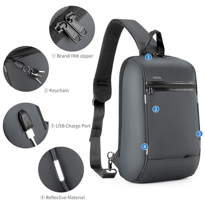 VGOAL Sling Backpack Crossbody Shoulder Chest Bag for Men Daypack - color: Fg6301-grey