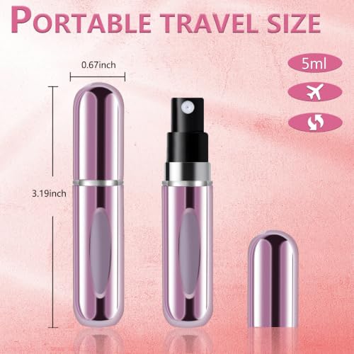 opasyo Refillable Perfume Atomizer, Leak-Proof, 5ml 5 Pack - color: Silver, Pink, Blue, Black, Gold
