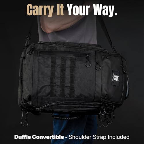 CARGO 48L Travel Backpack for Men, Structured Frame Holds Its Shape Loaded, 13 Zippered Compartments, Dual 17 Inch Laptop and Monitor Bays, Clamshell 3 Day Pack, 5.2 lb Empty