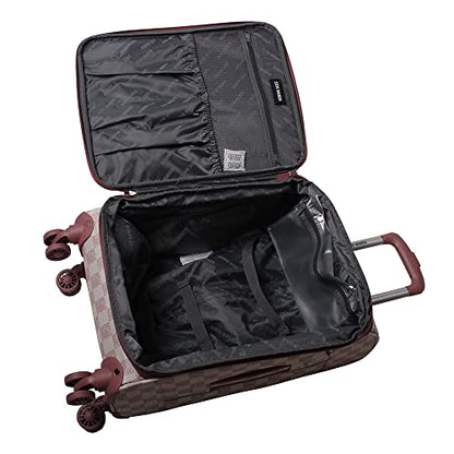 Steve Madden Designer Luggage Collection - Lightweight 24 Inch Expandable Softside Suitcase - Mid-size Rolling 4-Spinner Wheels Checked Bag (Chalet Pink, 24in) - color: Chalet Pink, size: 24 Inches