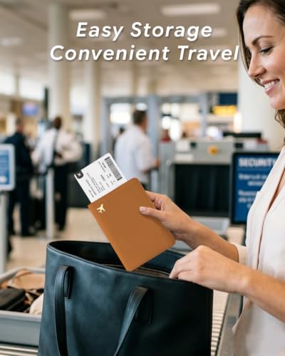 Passport Holder for Travel - RFID Blocking for Women & Men - color: Dark Brown