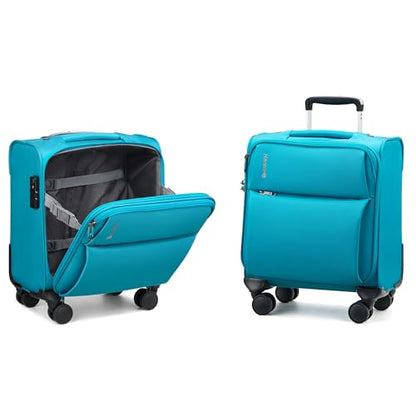 Hanke Underseat Carry On Luggage with Wheels, Small Suitcase, Rolling Bag - color: Caribbean Blue, size: 16 Inch Underseat