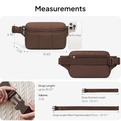 TOPEAST Waist Pack 3.5L Fanny Packs with Water Bottle Holder - color: Coffee
