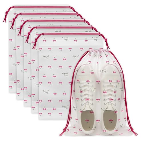 Shoe Bags for Travel, Waterproof Drawstring Shoe Bags for Packing - color: Cherry