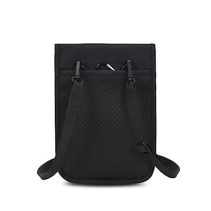 CLAPE Ripstop Nylon Neck Passport Pouch with Detachable Strap RFID Blocking Travel Bag Unisex Multifunction Document Organizer Cell Phone Bag - color: HZB01-Black