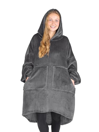 Bare Home Microplush Wearable Blanket with Split Front Pockets - Soft and Plush - Warm and Cozy - Adult & Kid Sizes (Adult, Grey) - color: Grey, style: Adult - Split Front Pocket