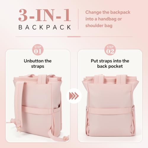 EMPSIGN Tote Backpack for Women, Work & Travel Bag, Fits 15.6" Laptop - color: Light Pink