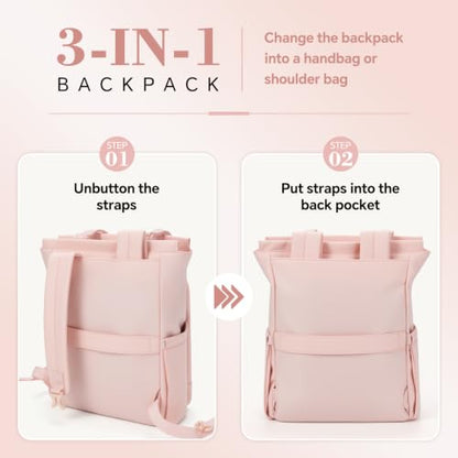 EMPSIGN Tote Backpack for Women, Work & Travel Bag, Fits 15.6" Laptop - color: Light Pink