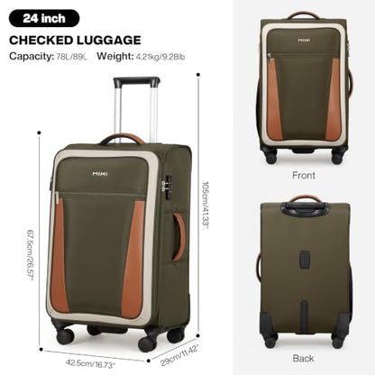 mixi 24 Inch Softside Expandable Checked Luggage, Tea Brown & Off White - color: Tea Brown-Off White, size: 24-Inch Checked in