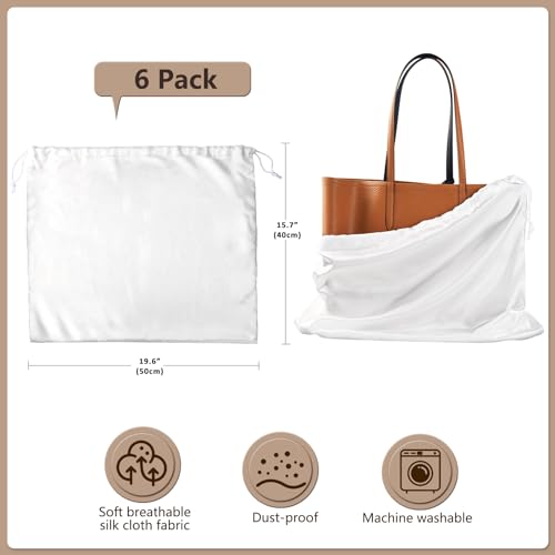 6 Pack 19.6 x 15.7 in Dust Bags for Purses and Handbags - color: 19.6x15.7 inch (silk bags)